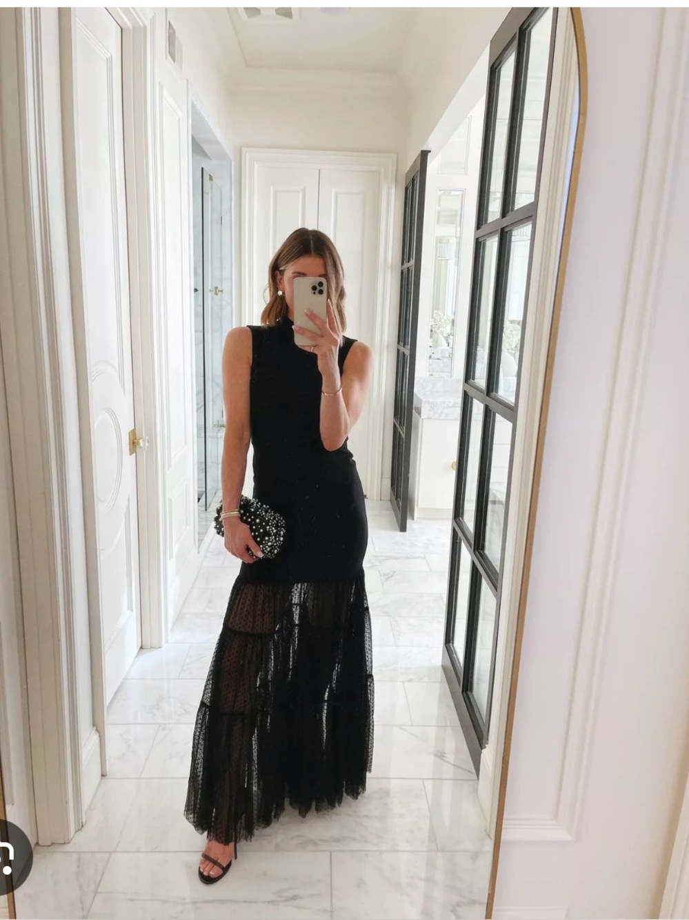 STAUD Black Sleeveless Maxi Dress with Lace Hem - Picture 9 of 10